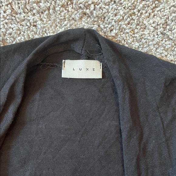 Luxe Black Open Front Cardigan - Picture 2 of 4